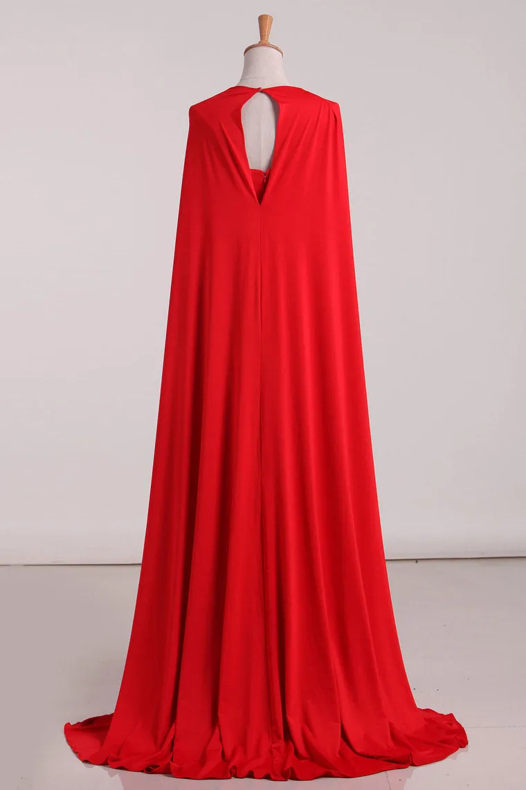 2024 Evening Dresses Mermaid Strapless Spandex Sweep Train
