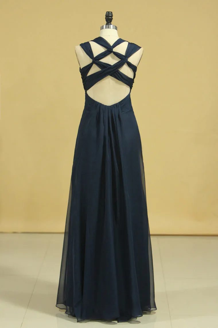 2024 Popular Prom Dresses A Line Floor Length Halter