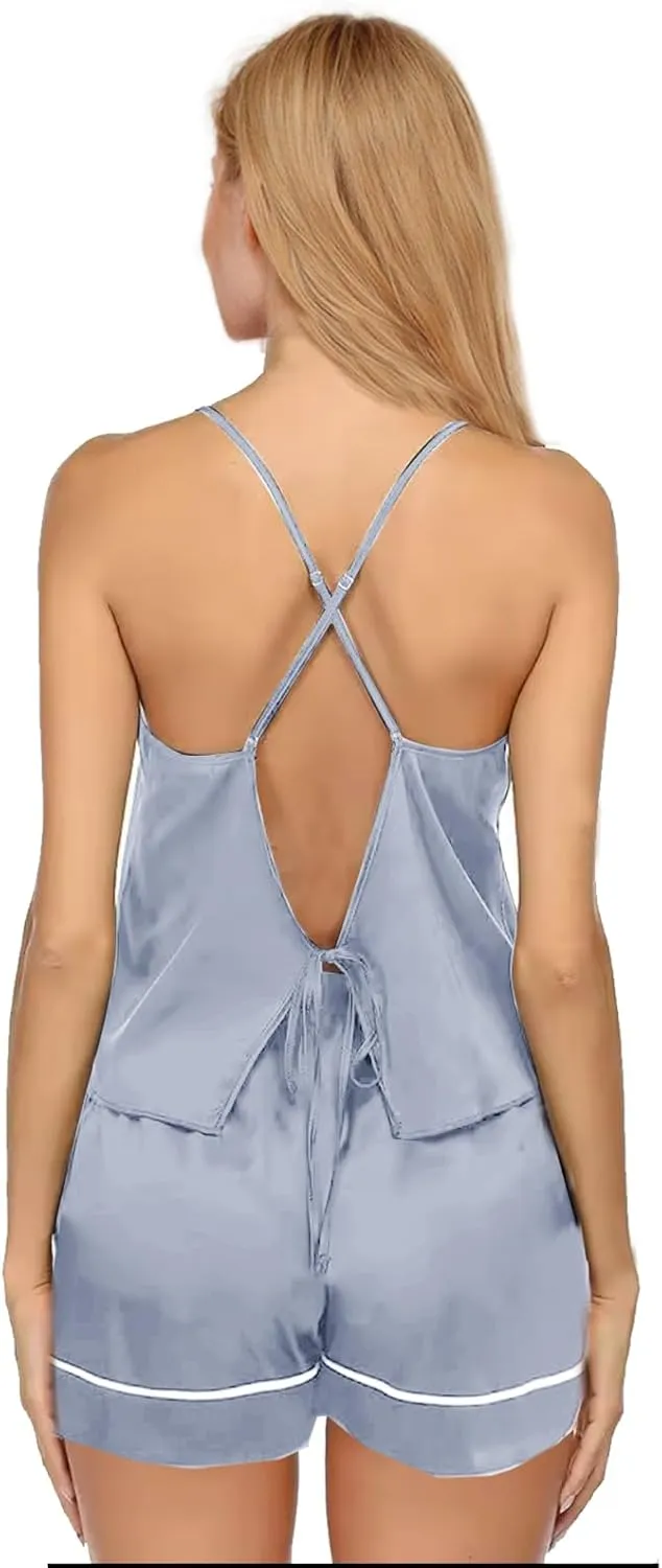 3Pcs Silk Pajamas Set for Women XS-4XL Satin Pajama Lingerie Pjs Cami Tops Silky Pj Sets Sleepwear Nightwear