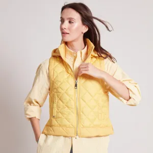 Adroit Quilted Gilet w/Detachable Hood Yellow