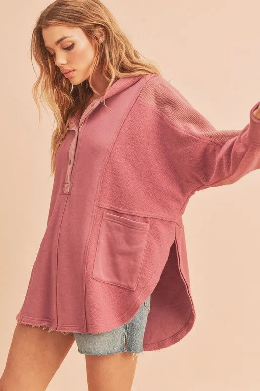 Aemi   Co Slit Half Snap Oversize Hoodie