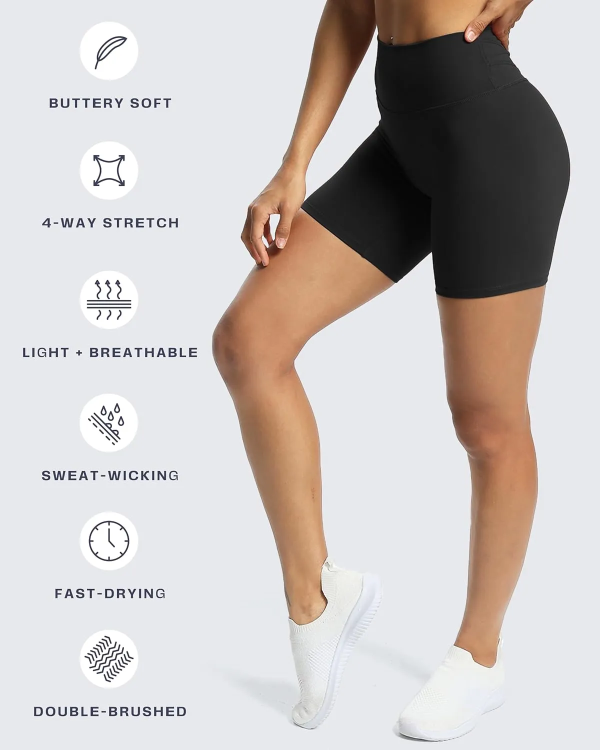 Aoxjox Trinity Workout Biker Shorts for Women Tummy Control High Waisted Exercise Athletic Gym Running Yoga Short 6"