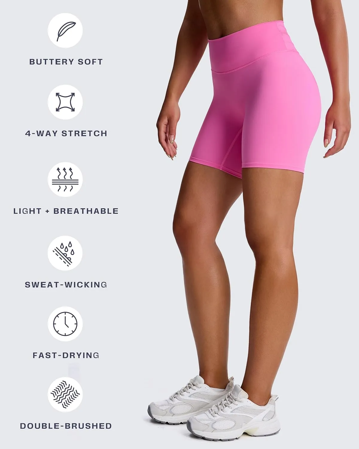 Aoxjox Trinity Workout Biker Shorts for Women Tummy Control High Waisted Exercise Athletic Gym Running Yoga Short 6"