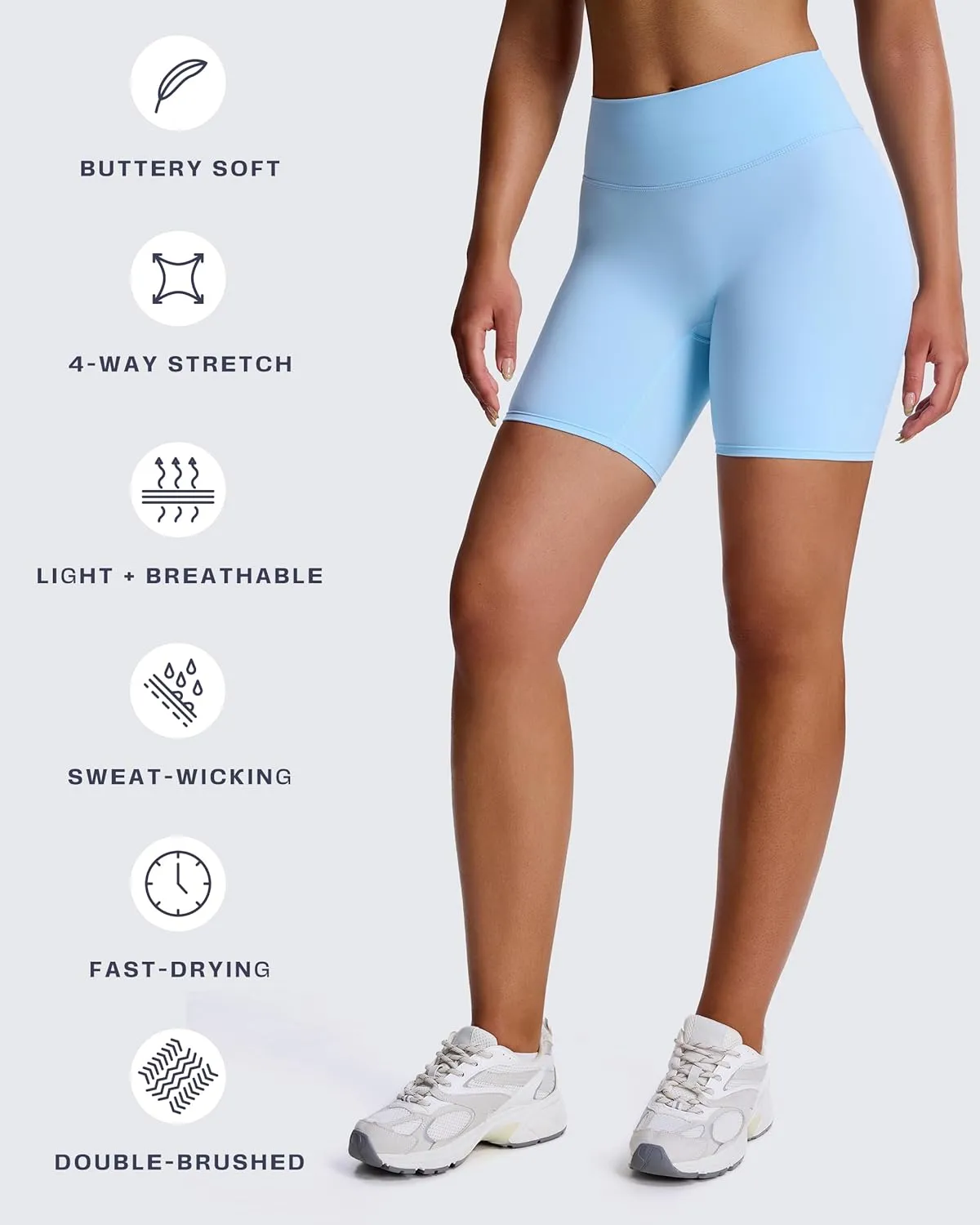 Aoxjox Trinity Workout Biker Shorts for Women Tummy Control High Waisted Exercise Athletic Gym Running Yoga Short 6"