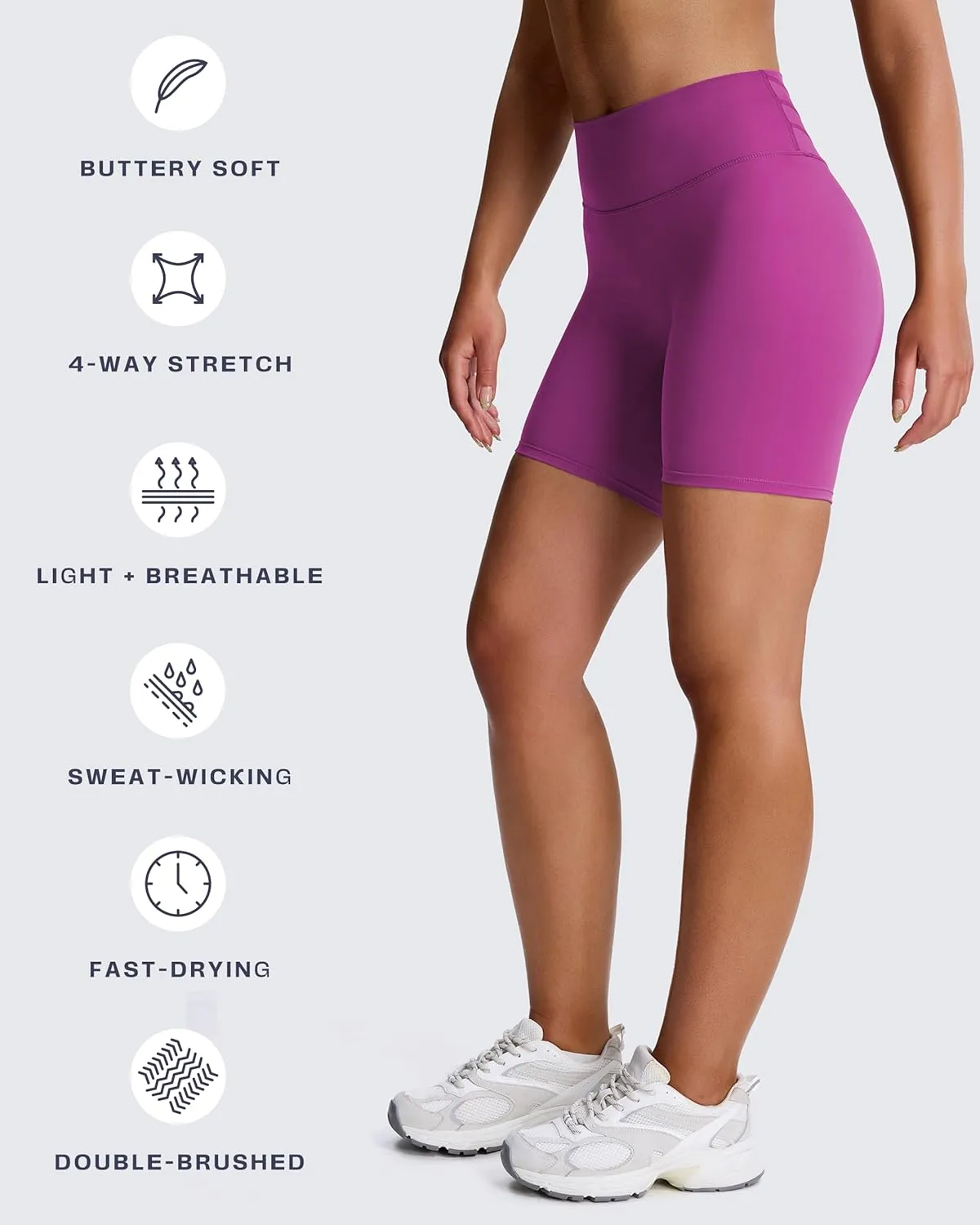 Aoxjox Trinity Workout Biker Shorts for Women Tummy Control High Waisted Exercise Athletic Gym Running Yoga Short 6"