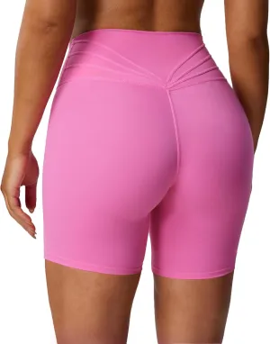 Aoxjox Trinity Workout Biker Shorts for Women Tummy Control High Waisted Exercise Athletic Gym Running Yoga Short 6"