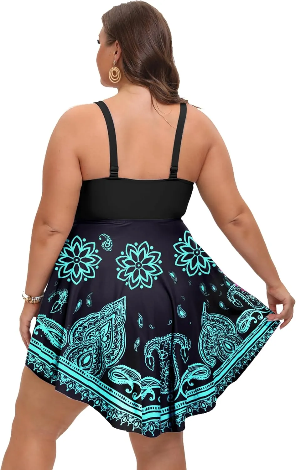 Arolina Plus Size Bathing Suit for Women Swim Dress Tummy Control Swimsuits Two Piece Flowy Tankini with Shorts