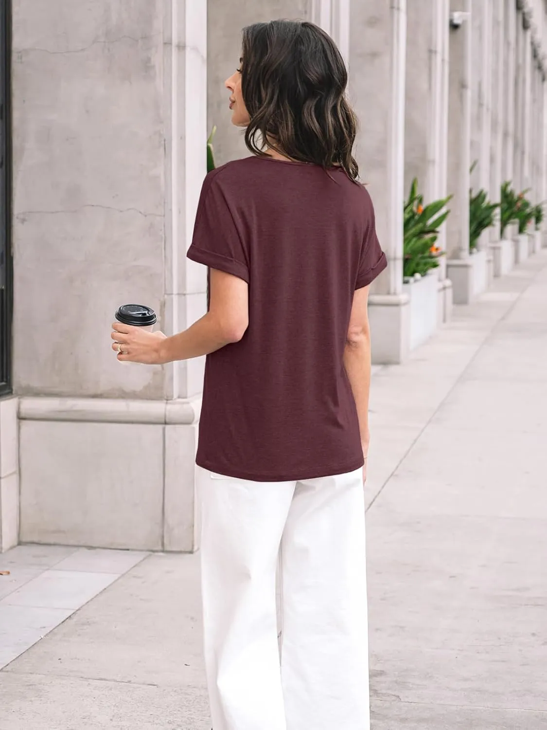 AUTOMET Womens Tops Short Sleeve T Shirt Summer V Neck Casual Top 2025 Spring Cute Basic Trendy Outfits Fashion