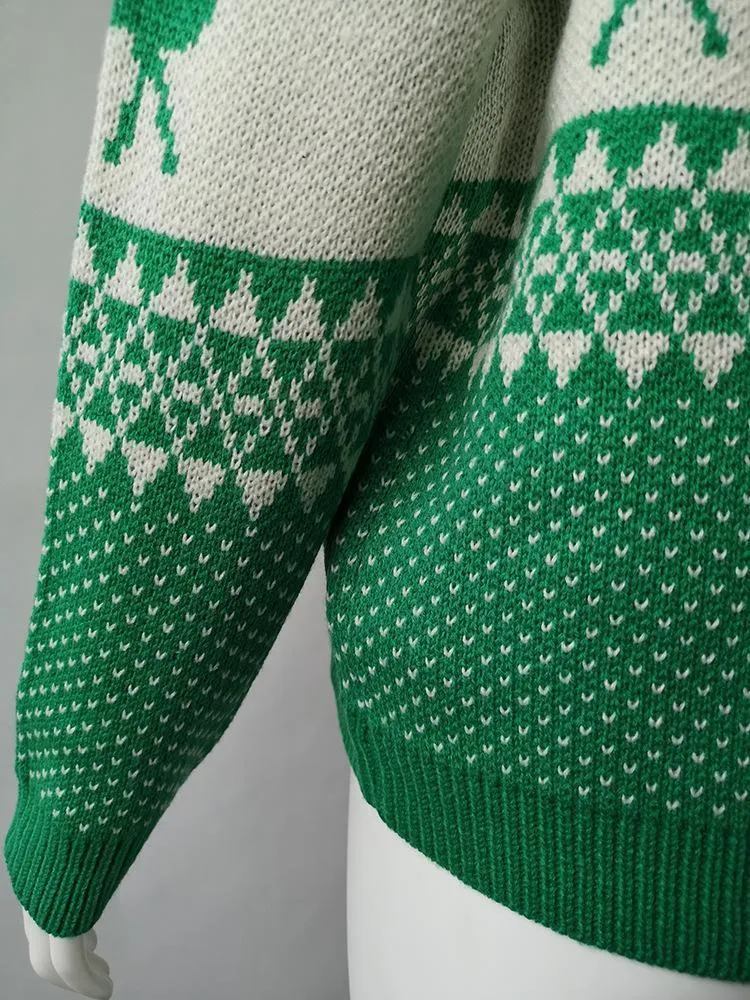 Autumn And Winter New Christmas Geometry Elk Jacquard Sweater