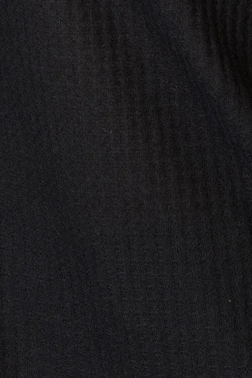 Autumn Flair Black Waffle Knit Sweater