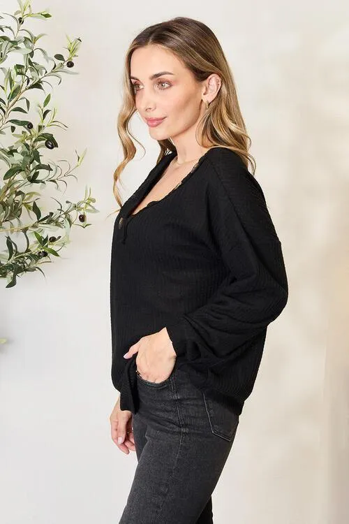 Autumn Flair Black Waffle Knit Sweater