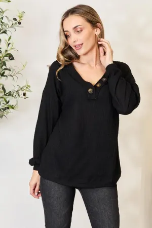 Autumn Flair Black Waffle Knit Sweater