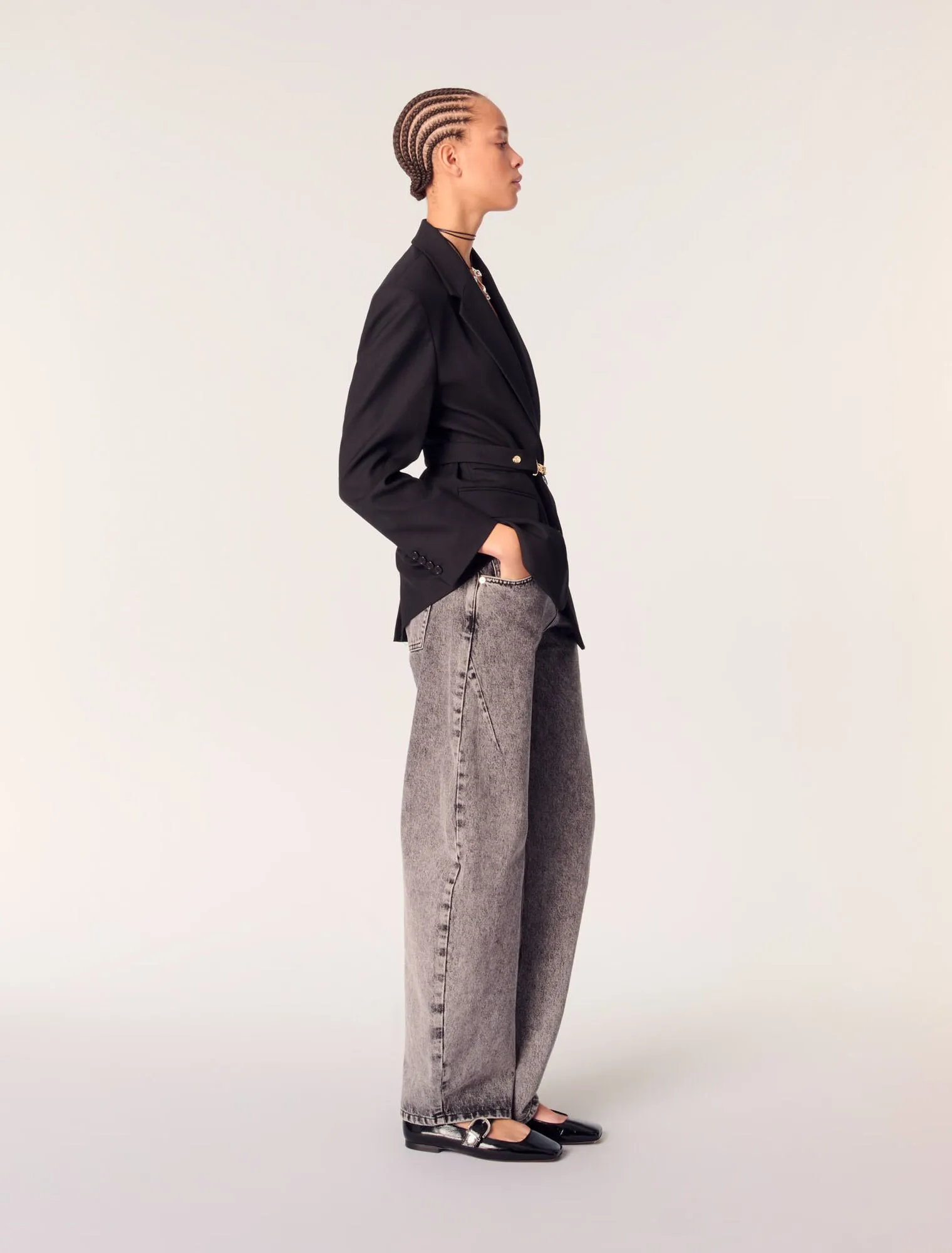 Belted suit jacket