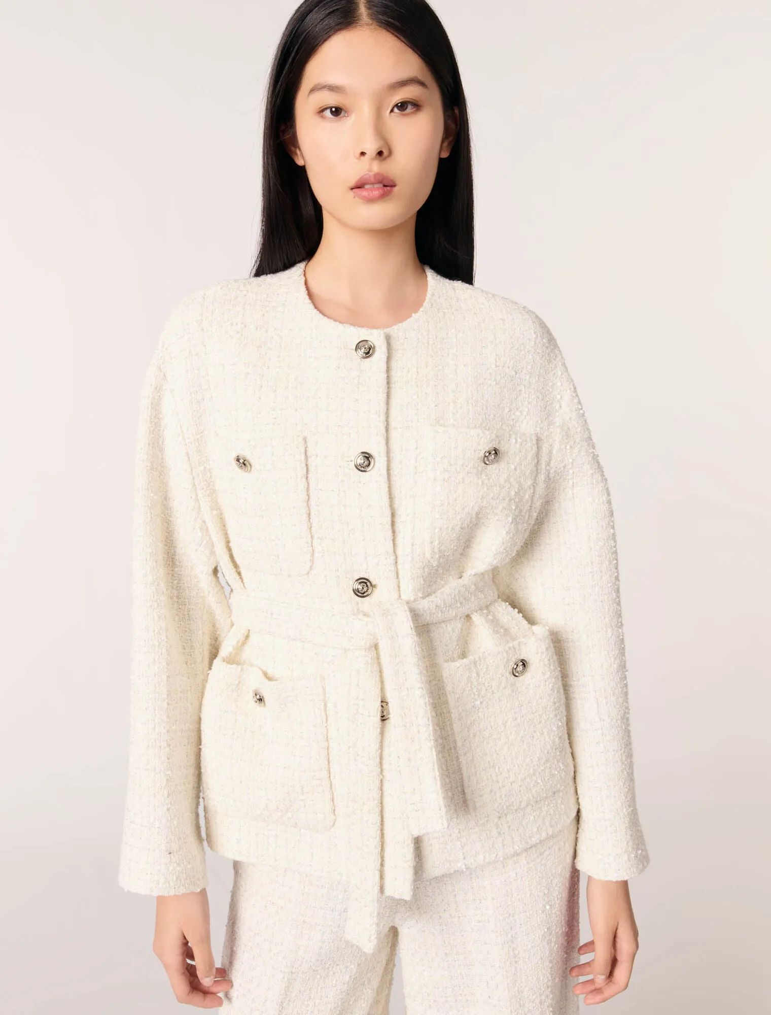 Belted tweed jacket