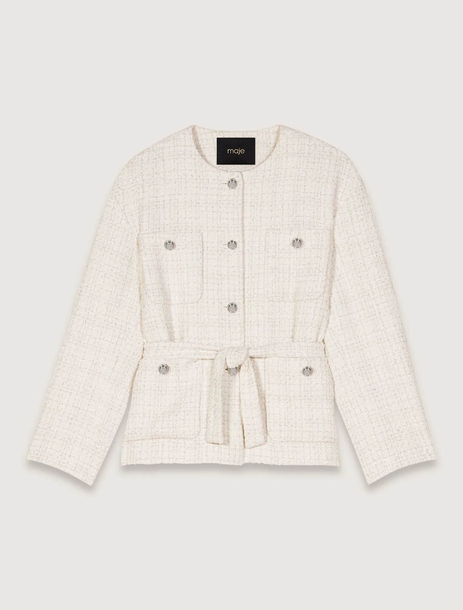Belted tweed jacket