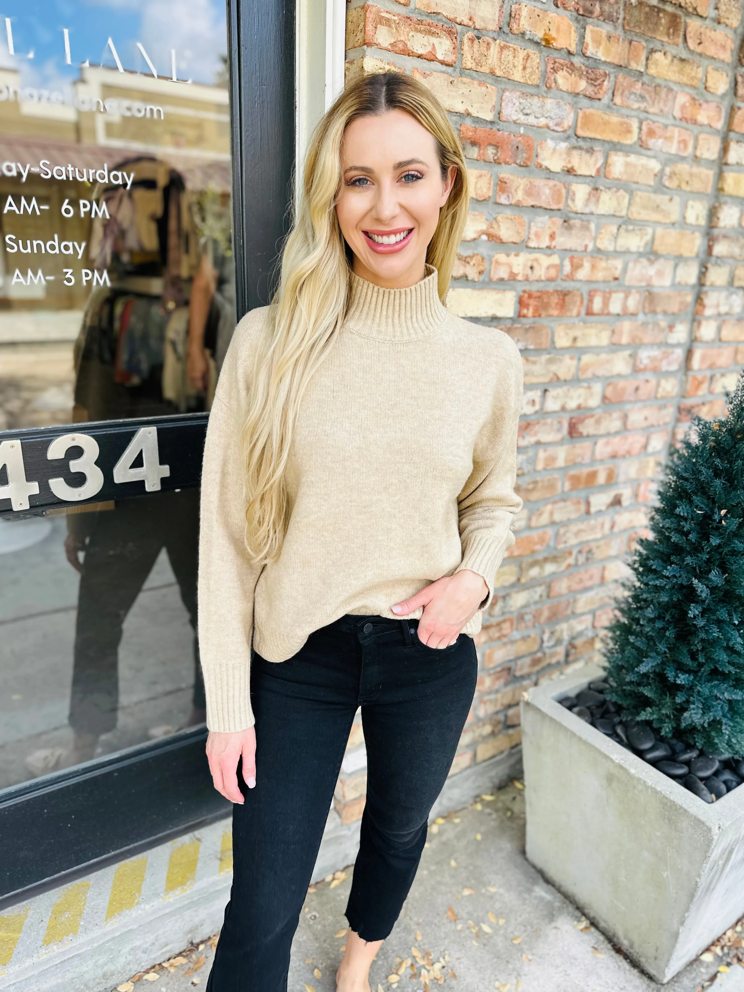 Bengals High Neck Sweater- Taupe