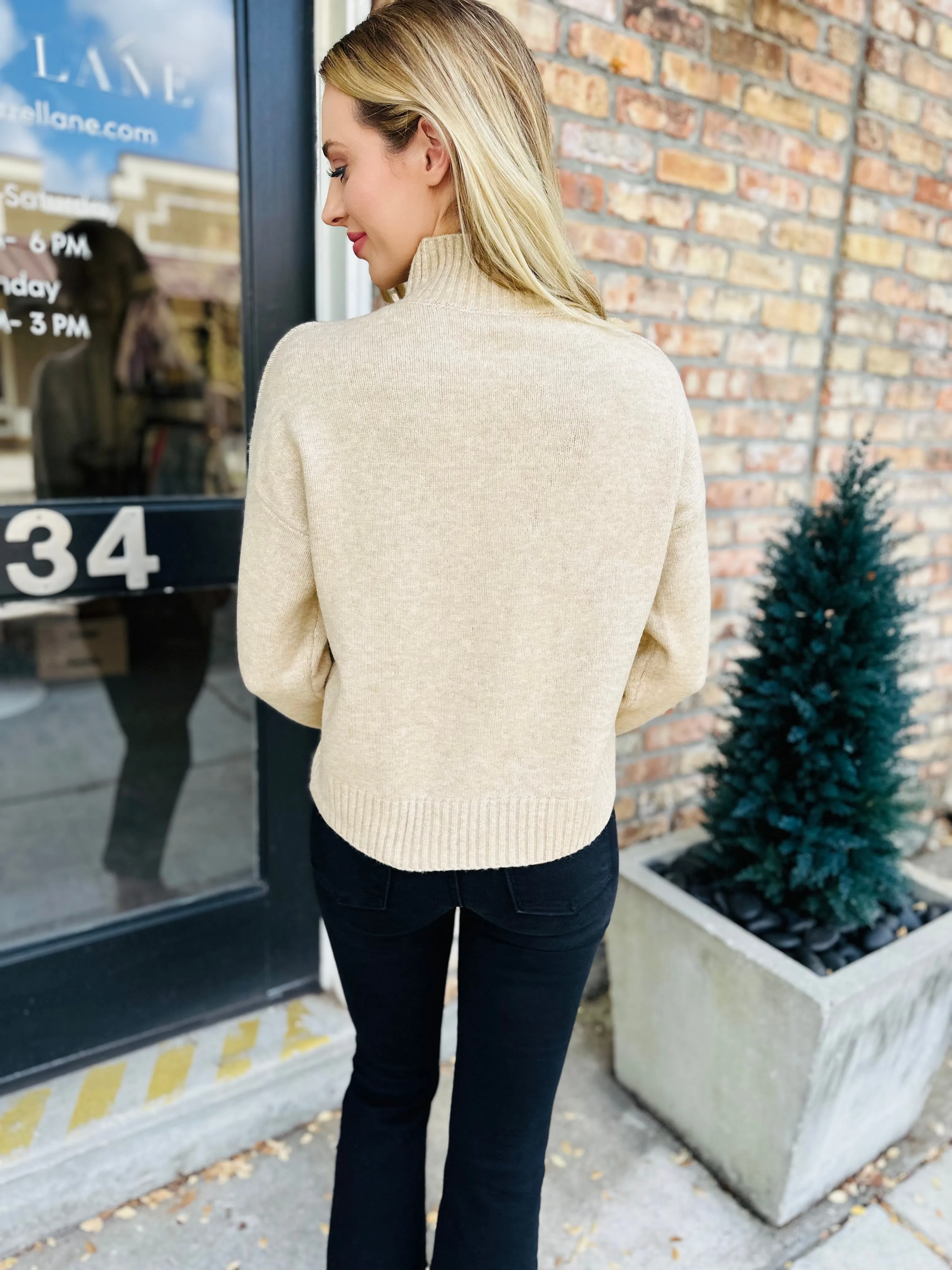 Bengals High Neck Sweater- Taupe