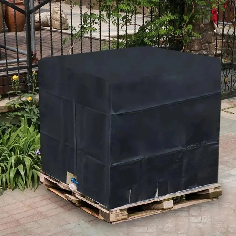 Black Ibc Water Tank Protective Cover 1000 Liters Tote Outdoor Waterproof Dustproof Cover Sunscreen Garden Yard Rain Container