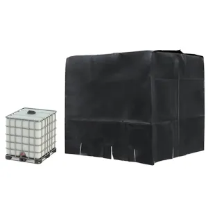 Black Ibc Water Tank Protective Cover 1000 Liters Tote Outdoor Waterproof Dustproof Cover Sunscreen Garden Yard Rain Container
