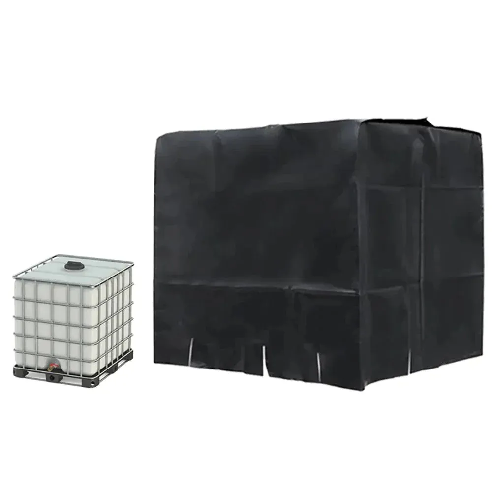Black Ibc Water Tank Protective Cover 1000 Liters Tote Outdoor Waterproof Dustproof Cover Sunscreen Garden Yard Rain Container