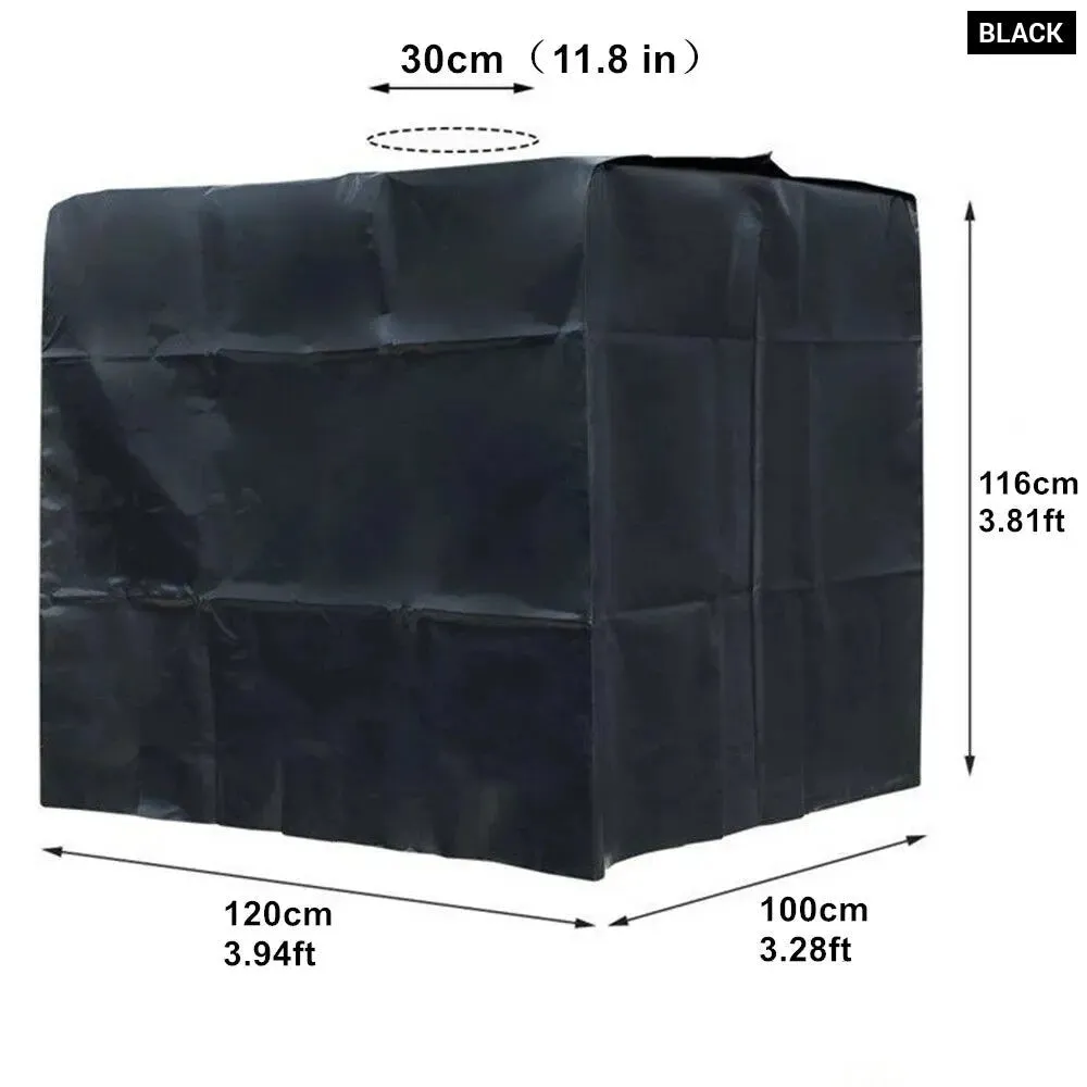 Black Ibc Water Tank Protective Cover 1000 Liters Tote Outdoor Waterproof Dustproof Cover Sunscreen Garden Yard Rain Container