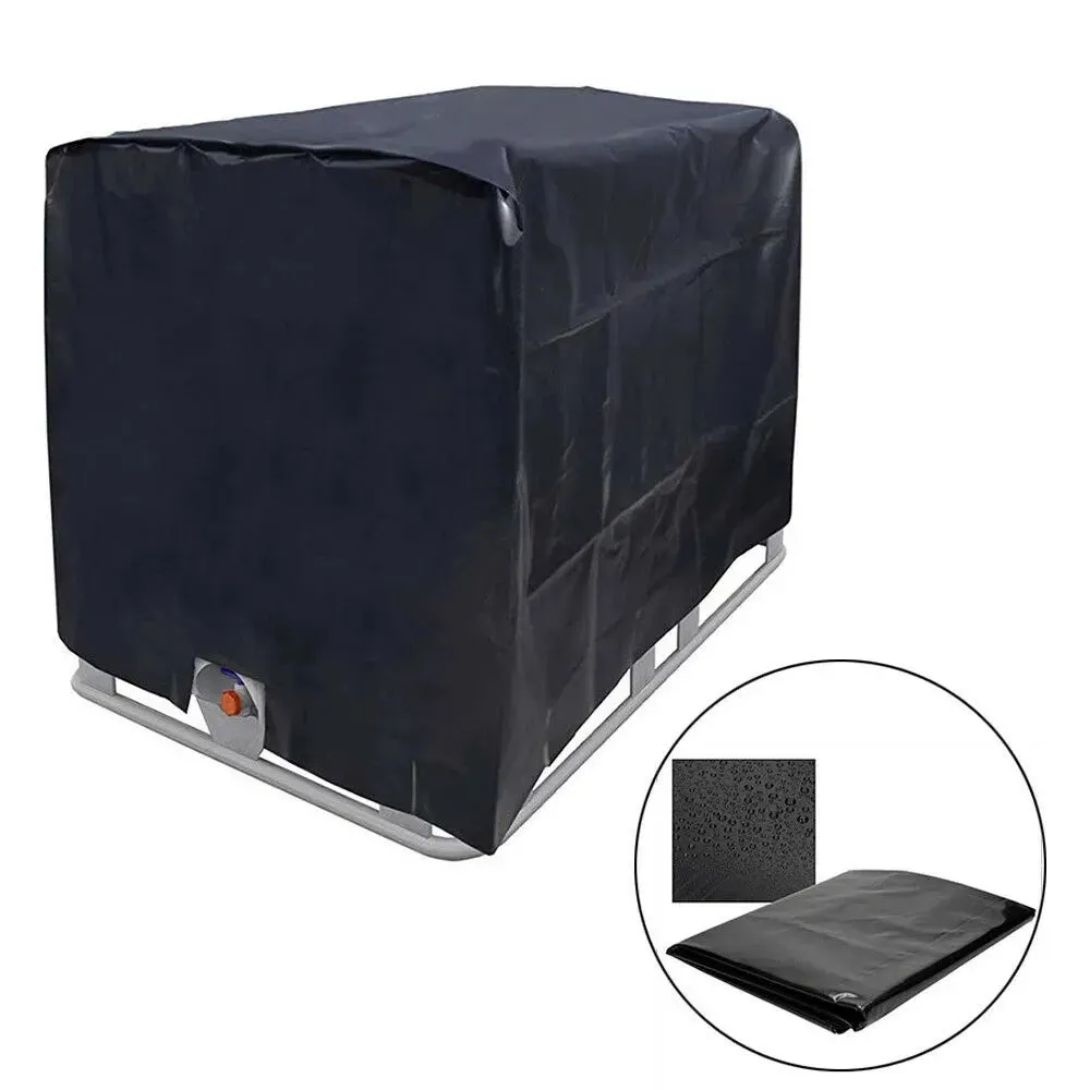 Black Ibc Water Tank Protective Cover 1000 Liters Tote Outdoor Waterproof Dustproof Cover Sunscreen Garden Yard Rain Container