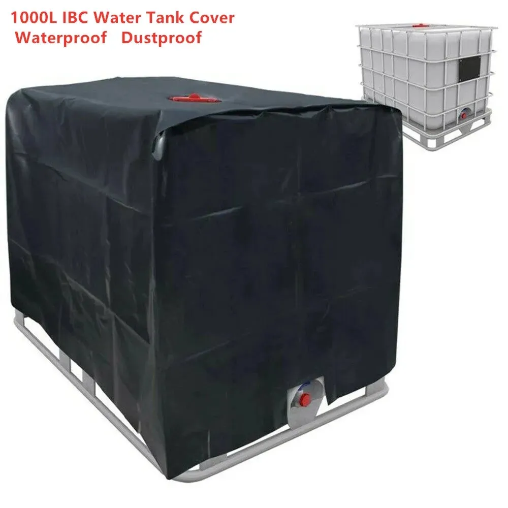 Black Ibc Water Tank Protective Cover 1000 Liters Tote Outdoor Waterproof Dustproof Cover Sunscreen Garden Yard Rain Container
