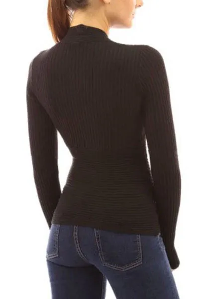 Black Plunging Stretch Stylish Short Top