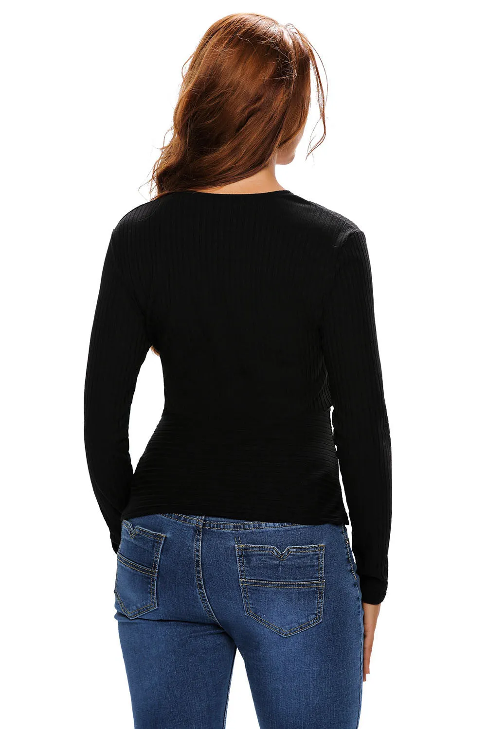 Black Plunging Stretch Stylish Short Top