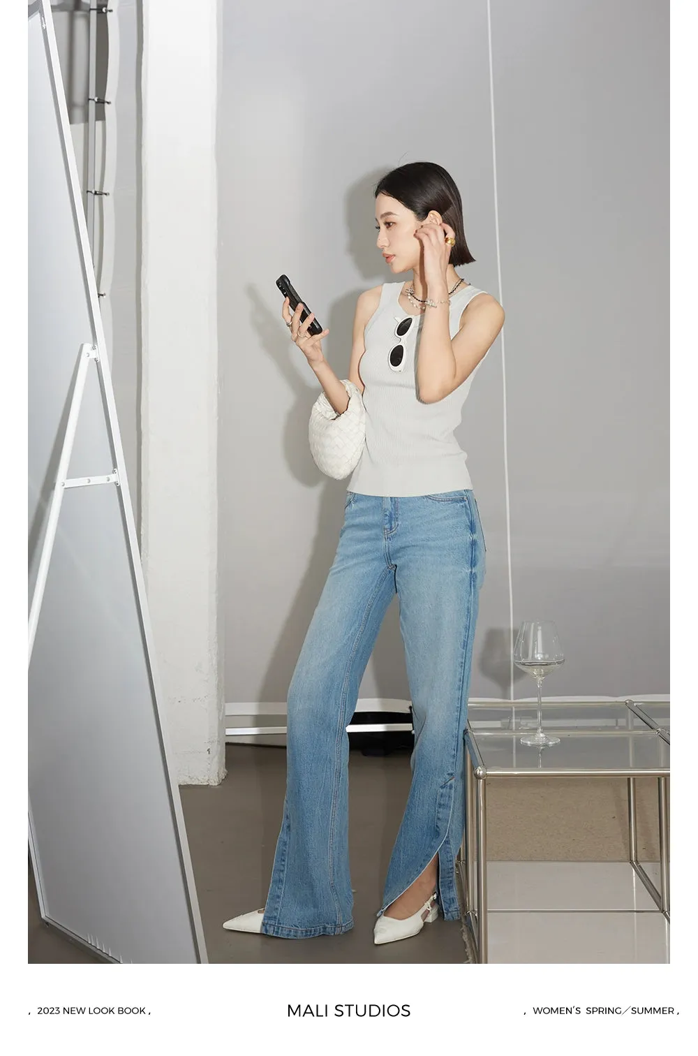 Blue Wide-Leg Jeans