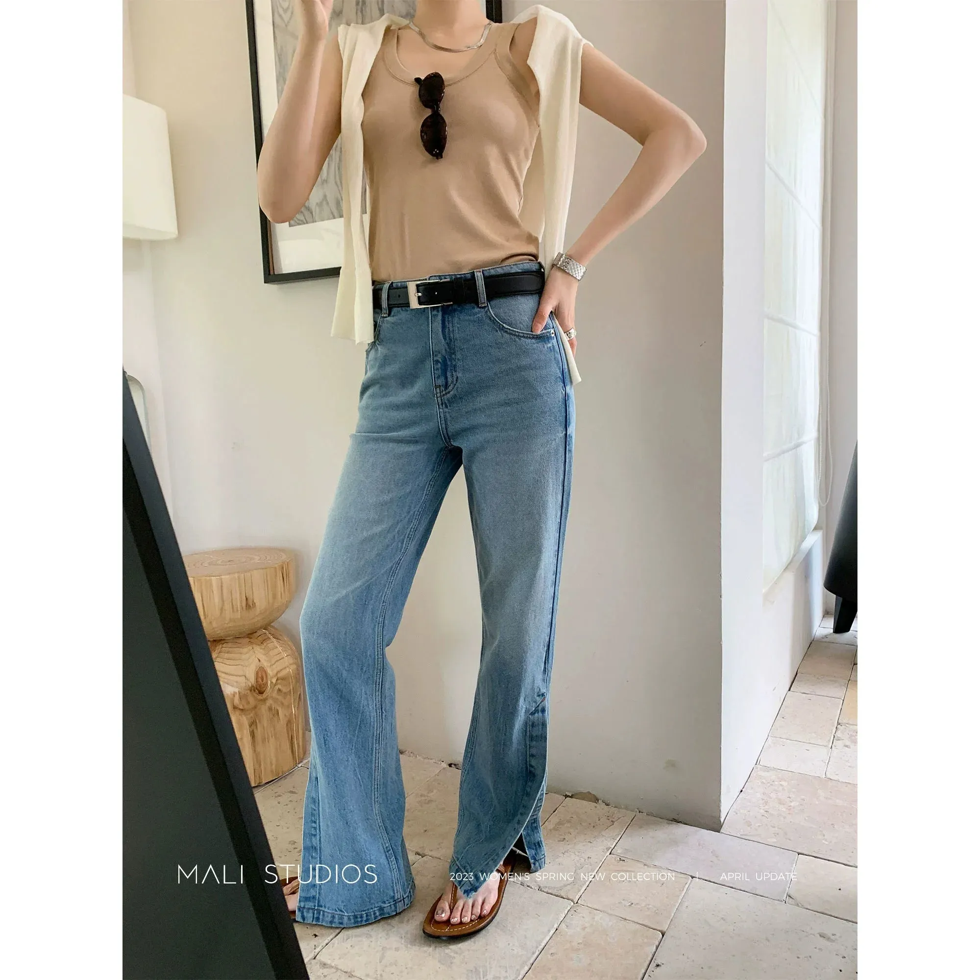 Blue Wide-Leg Jeans
