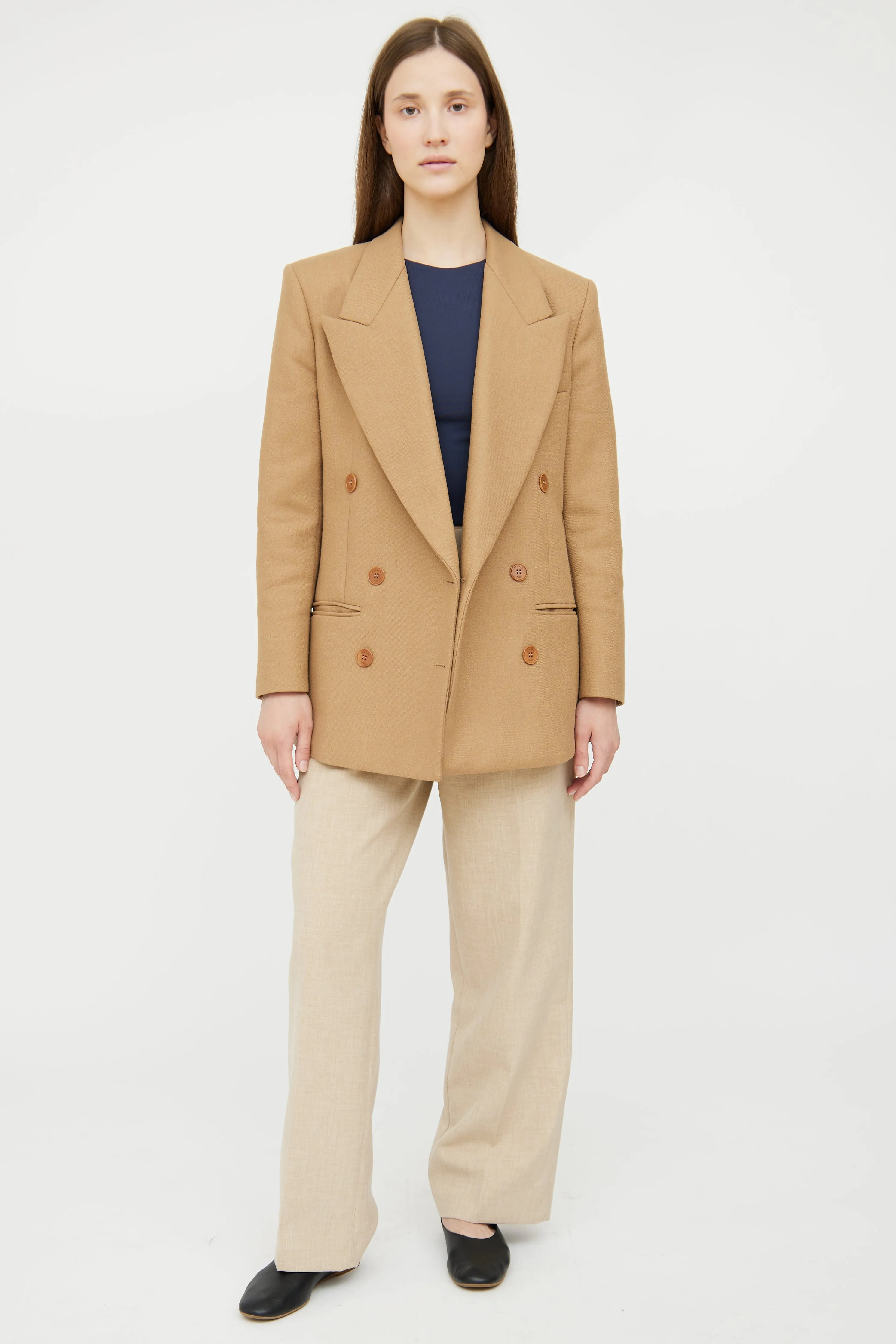 Brown Double Breasted Blazer