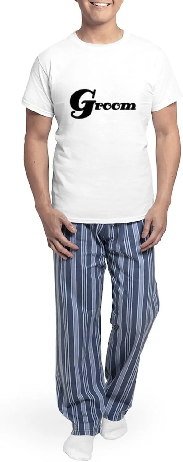 CafePress Black Groom Men's Light Pajamas Men's Novelty Light Pajama Set, Comfortable PJ Sleepwear