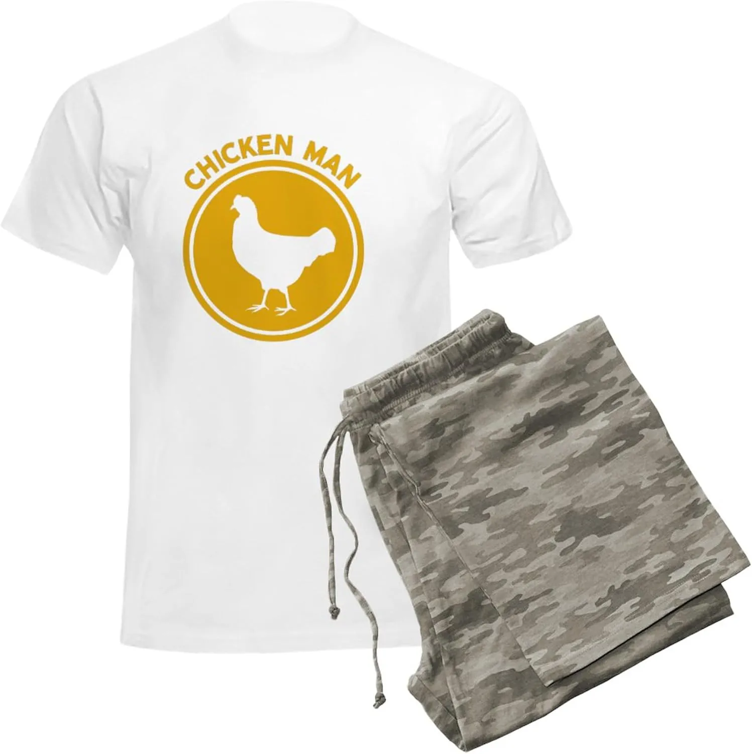 CafePress Chicken Man Men's Light Pajamas Men's Novelty Light Pajama Set, Comfortable PJ Sleepwear