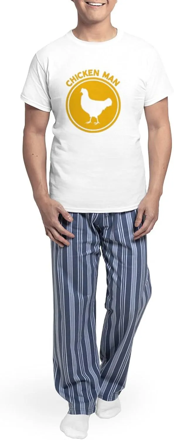 CafePress Chicken Man Men's Light Pajamas Men's Novelty Light Pajama Set, Comfortable PJ Sleepwear