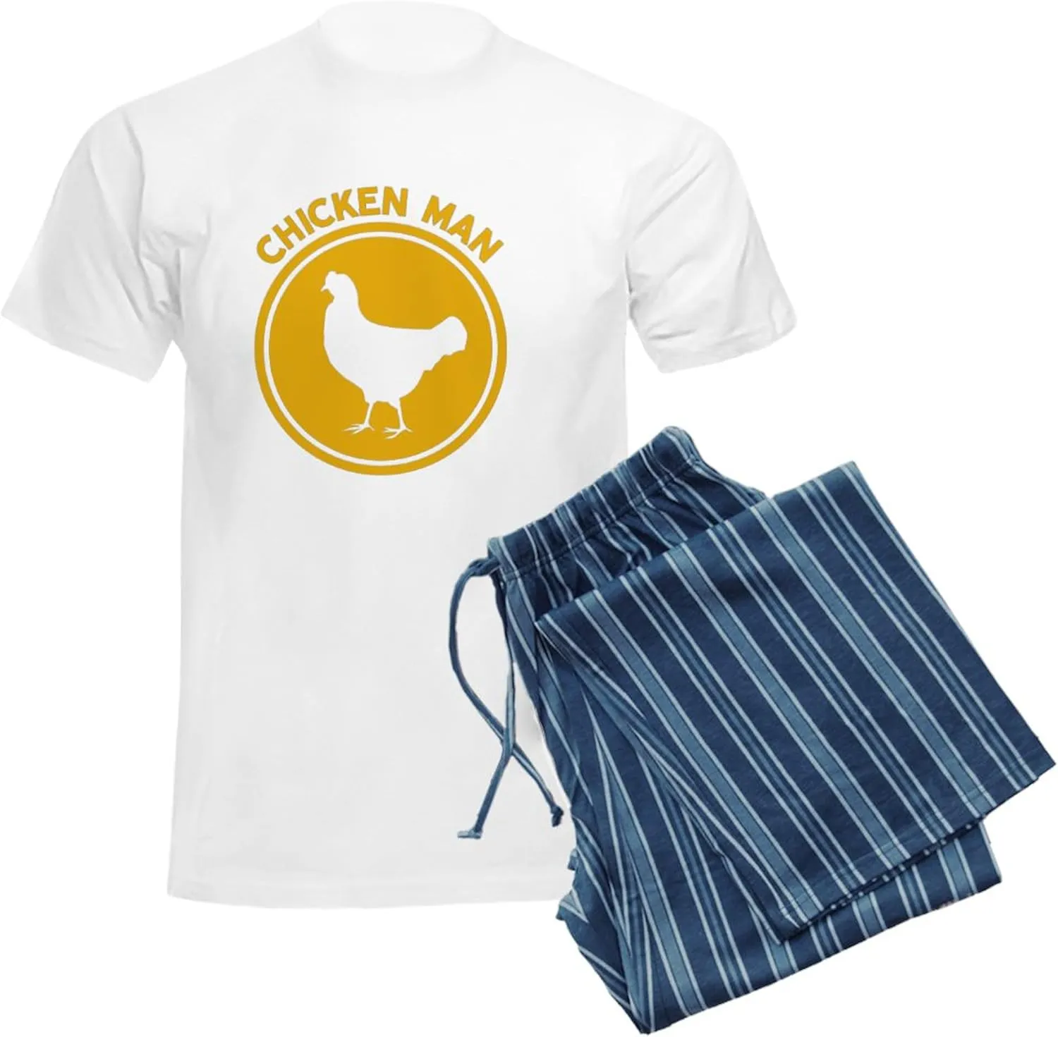 CafePress Chicken Man Men's Light Pajamas Men's Novelty Light Pajama Set, Comfortable PJ Sleepwear