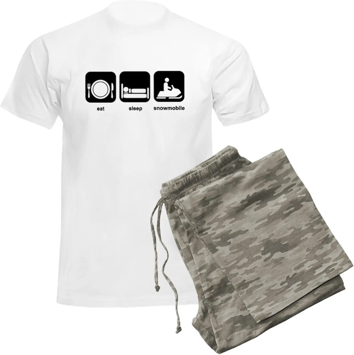 CafePress Eat Sleep Snowmobile Men's Light Pajamas Men's Novelty Light Pajama Set, Comfortable PJ Sleepwear