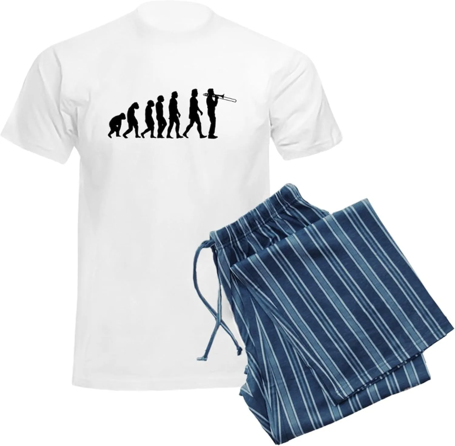 CafePress Evolution Trombone Men's Light Pajamas Men's Novelty Light Pajama Set, Comfortable PJ Sleepwear