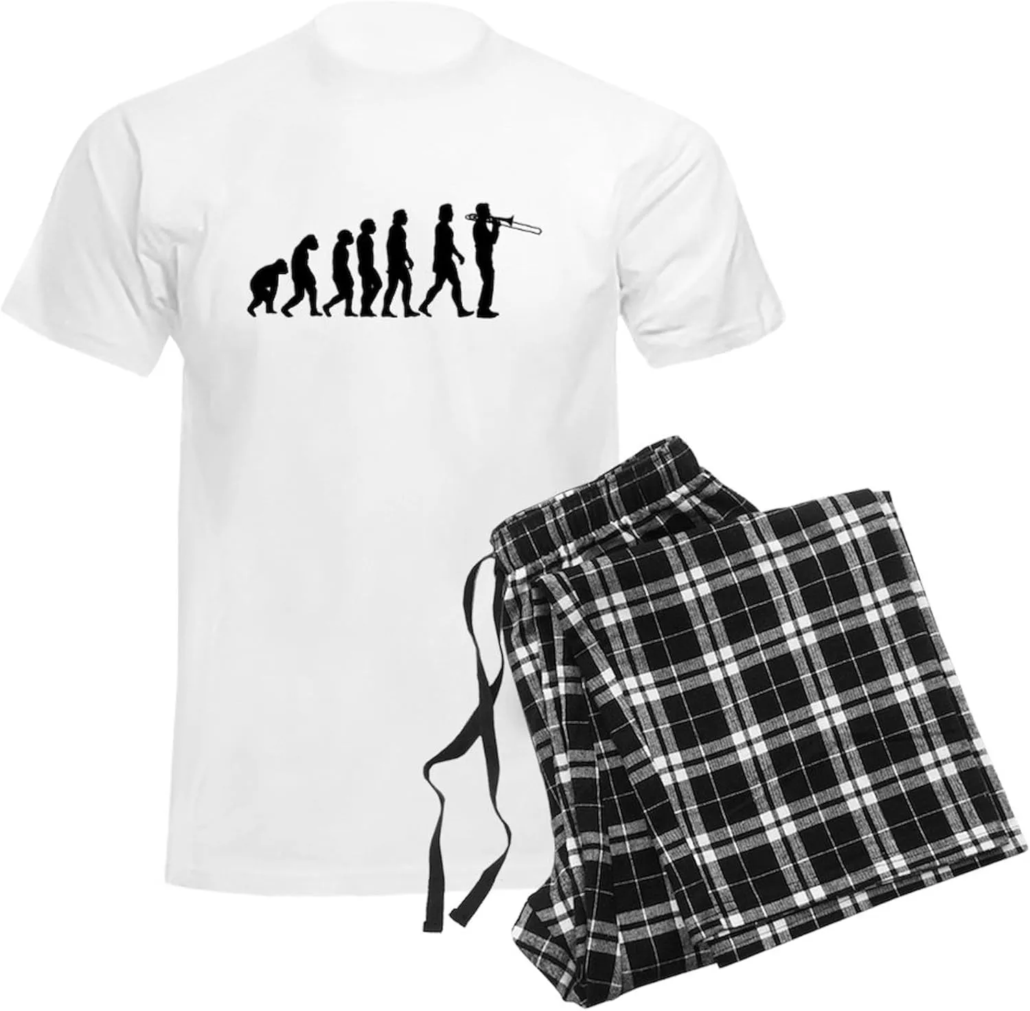 CafePress Evolution Trombone Men's Light Pajamas Men's Novelty Light Pajama Set, Comfortable PJ Sleepwear