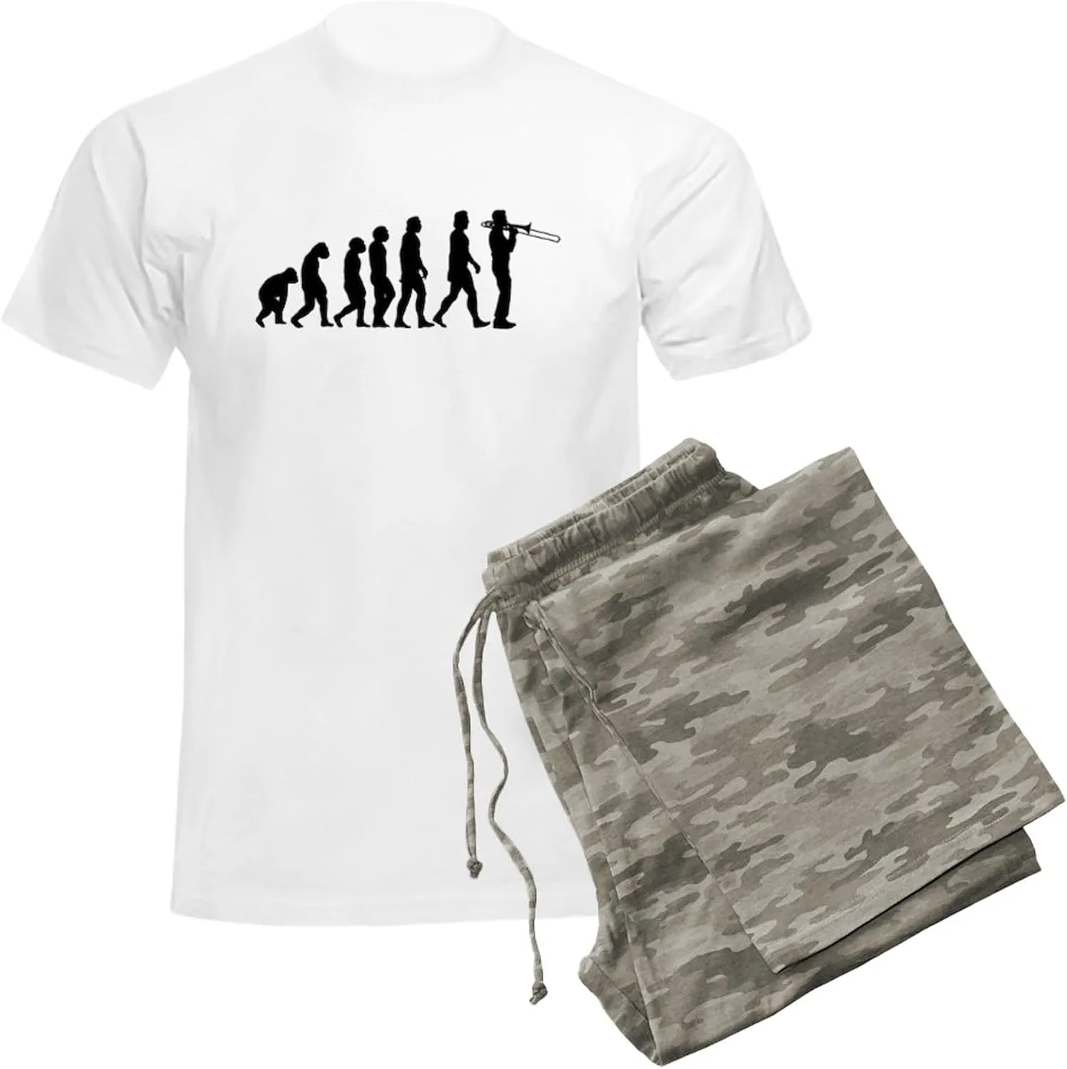CafePress Evolution Trombone Men's Light Pajamas Men's Novelty Light Pajama Set, Comfortable PJ Sleepwear