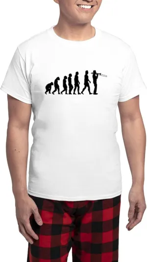 CafePress Evolution Trombone Men's Light Pajamas Men's Novelty Light Pajama Set, Comfortable PJ Sleepwear
