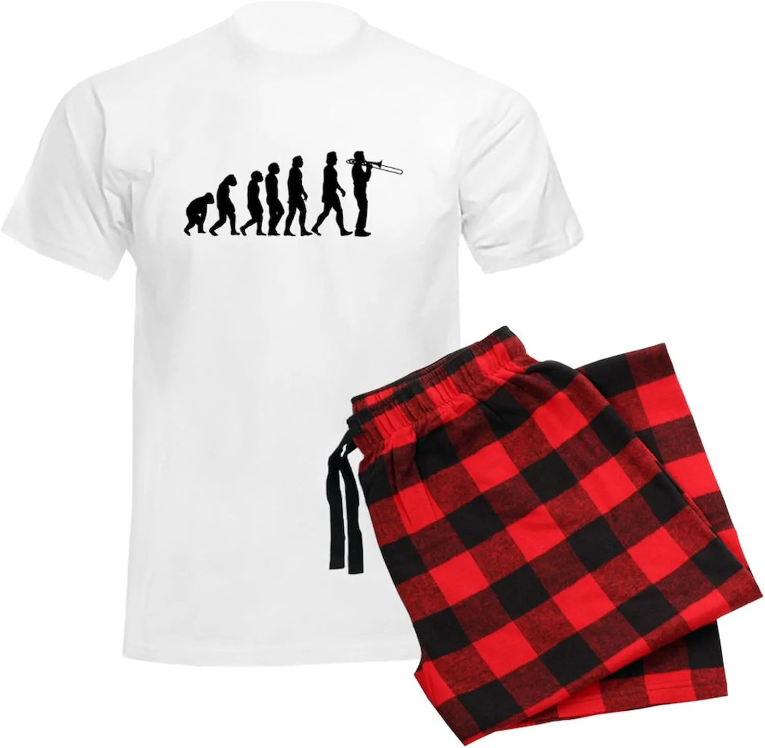 CafePress Evolution Trombone Men's Light Pajamas Men's Novelty Light Pajama Set, Comfortable PJ Sleepwear