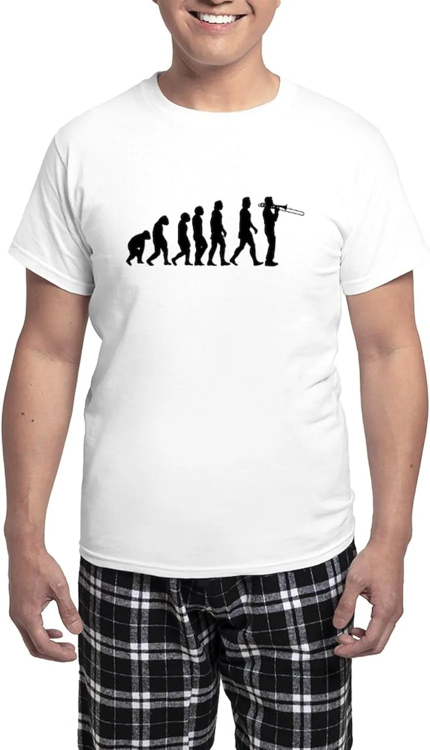 CafePress Evolution Trombone Men's Light Pajamas Men's Novelty Light Pajama Set, Comfortable PJ Sleepwear