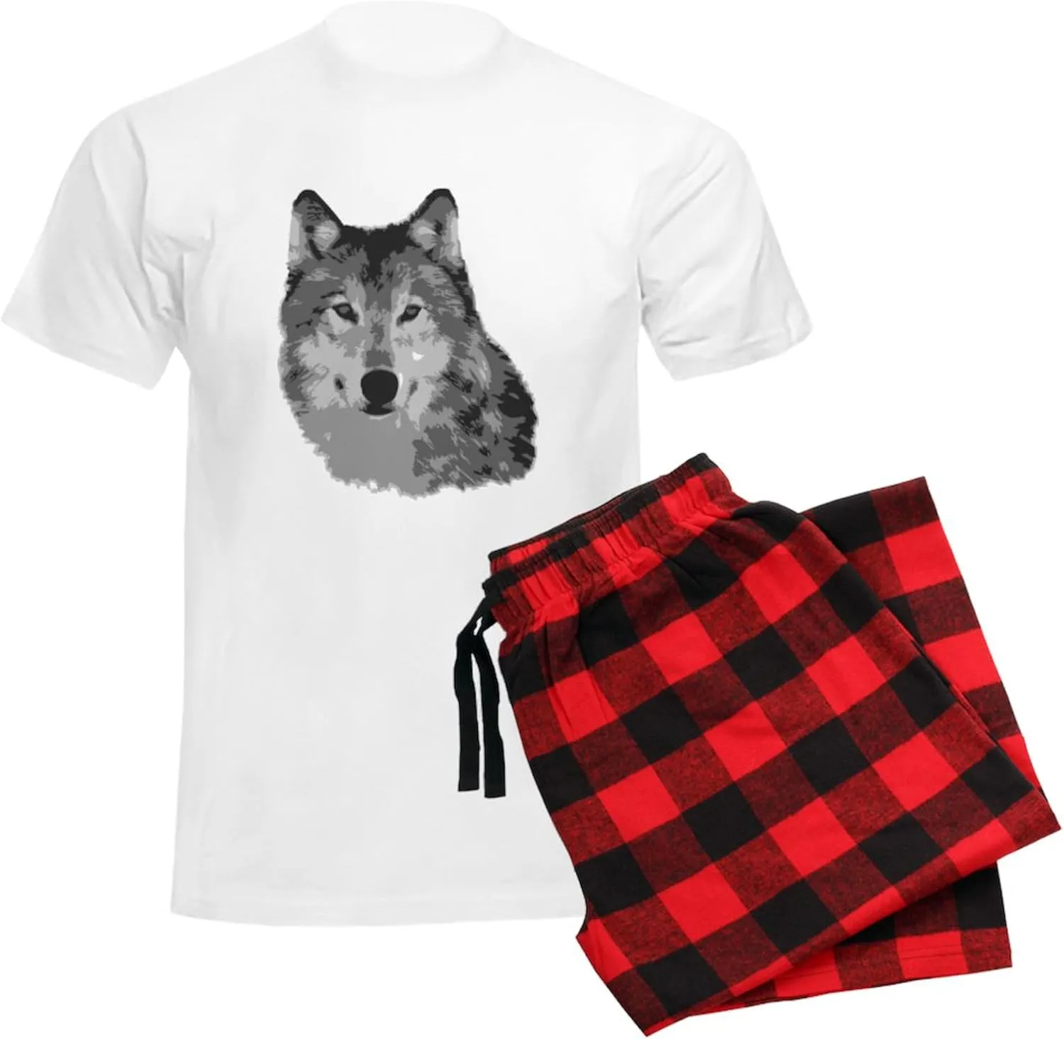 CafePress Gray Wolf Pajamas Men's Novelty Light Pajama Set, Comfortable PJ Sleepwear