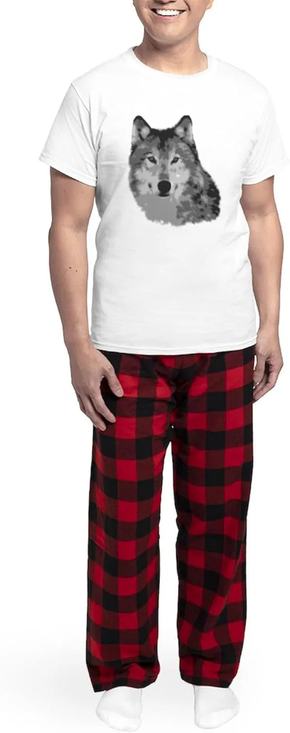 CafePress Gray Wolf Pajamas Men's Novelty Light Pajama Set, Comfortable PJ Sleepwear
