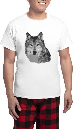 CafePress Gray Wolf Pajamas Men's Novelty Light Pajama Set, Comfortable PJ Sleepwear