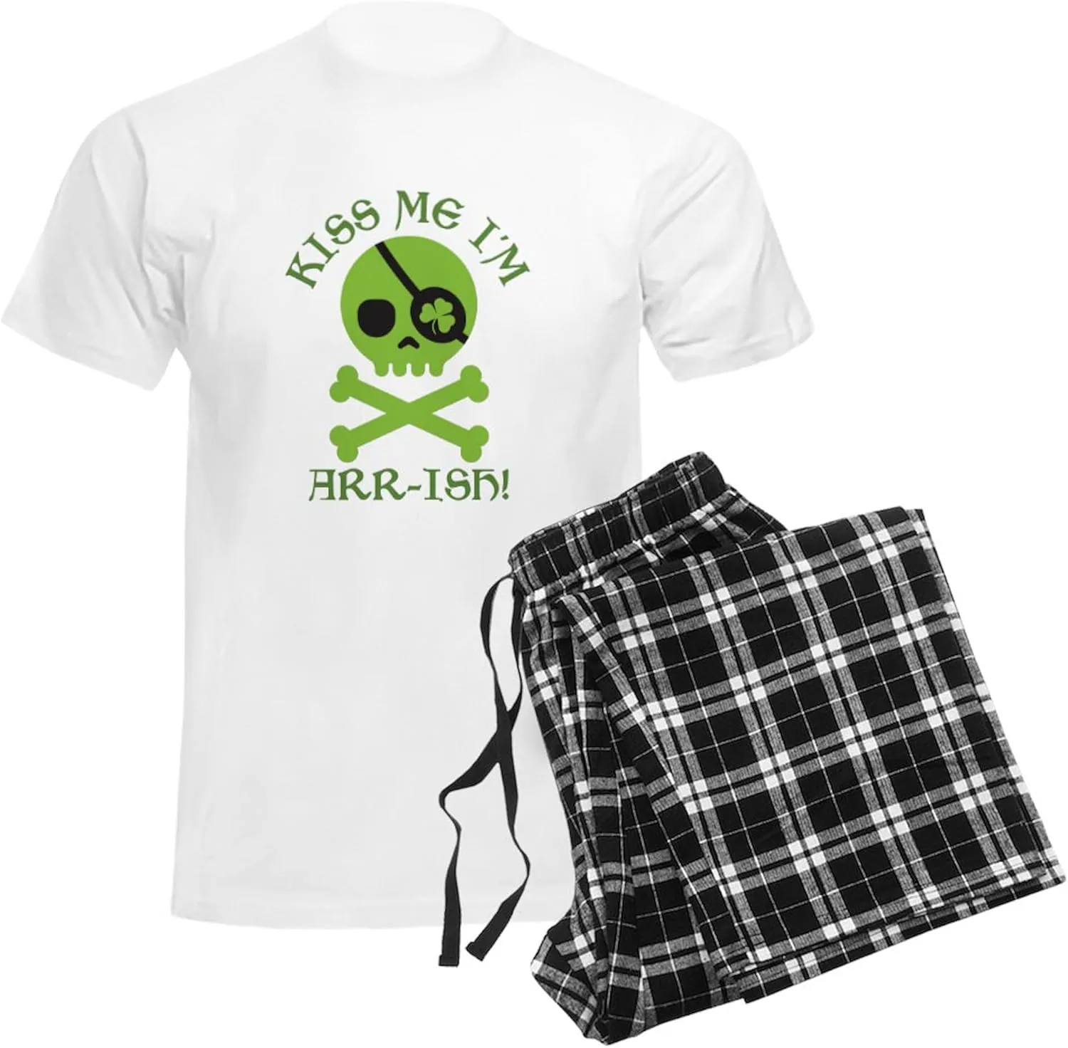 CafePress Kiss Me I'm Arr Ish Men's Light Pajamas Men's Novelty Light Pajama Set, Comfortable PJ Sleepwear