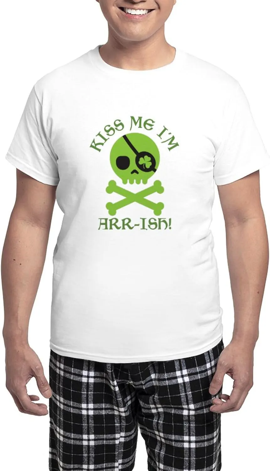 CafePress Kiss Me I'm Arr Ish Men's Light Pajamas Men's Novelty Light Pajama Set, Comfortable PJ Sleepwear