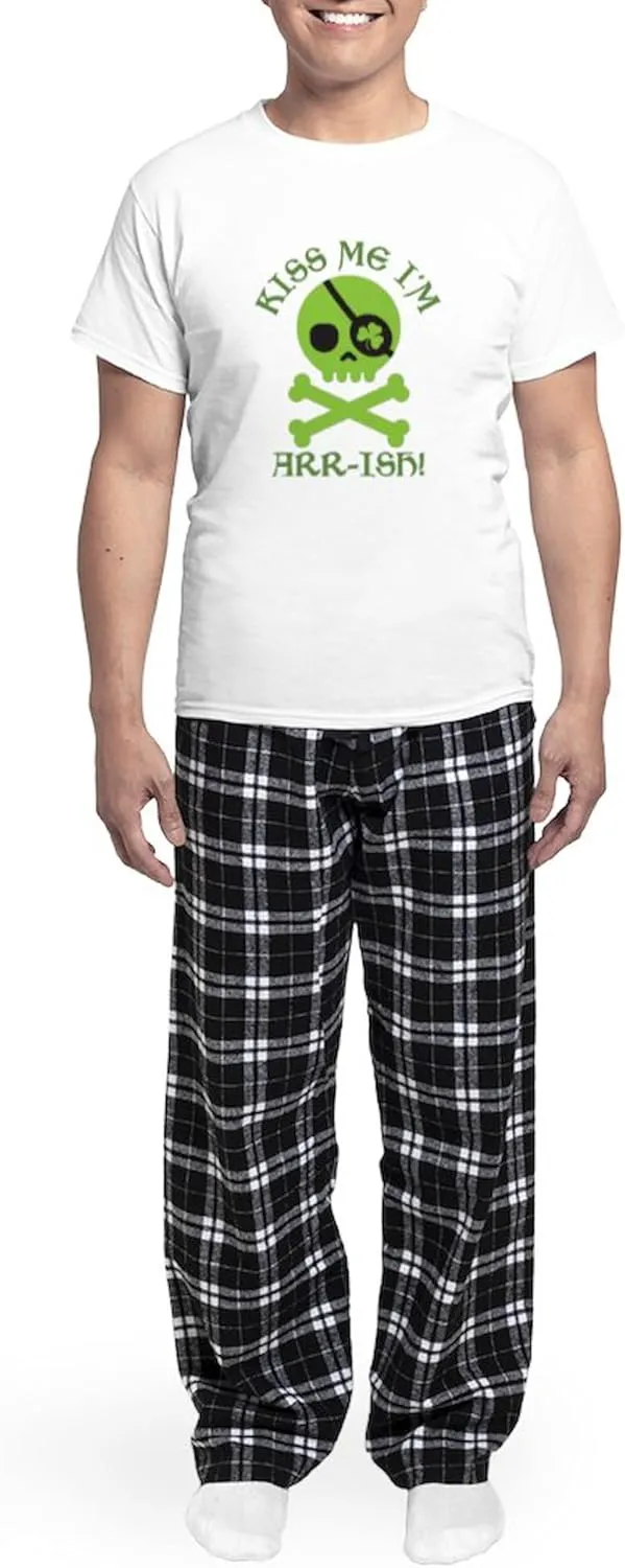 CafePress Kiss Me I'm Arr Ish Men's Light Pajamas Men's Novelty Light Pajama Set, Comfortable PJ Sleepwear