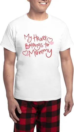 CafePress My Heart Belongs To Mommy Men's Light Pajamas Men's Novelty Light Pajama Set, Comfortable PJ Sleepwear